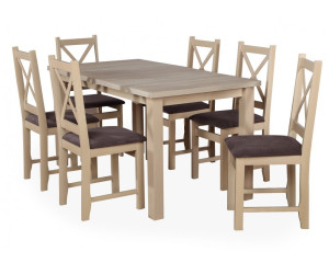 Zestaw: stół LARGO 80x150+40 oraz 6x krzesło SKANDI