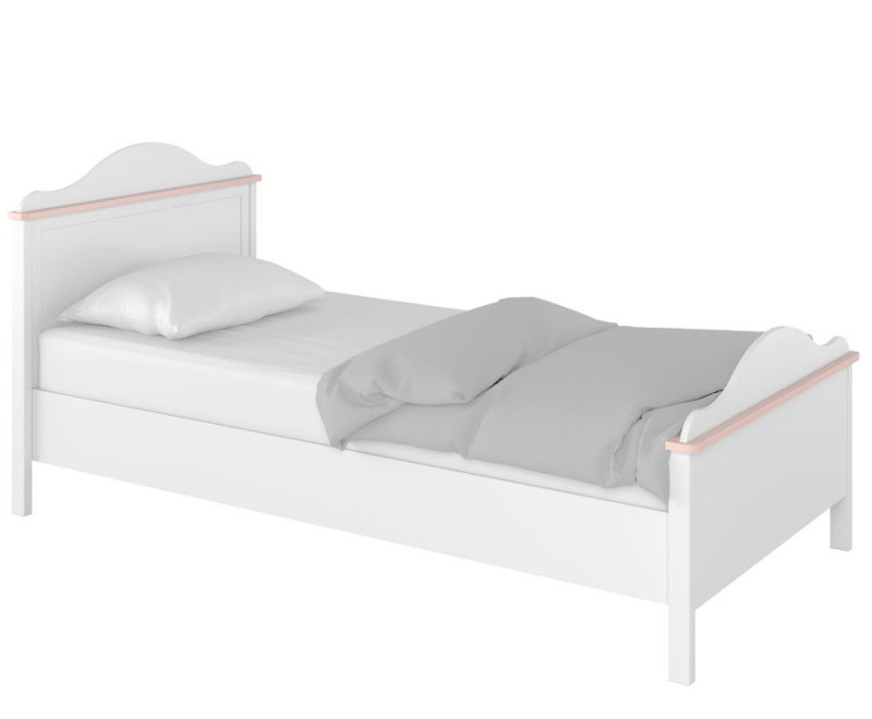 LUNA LN08 łóżko białe 90x200 z materacem BIAŁY+RÓŻ