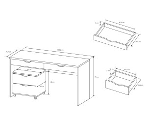 TIMI biurko białe z kontenerkiem 138 cm