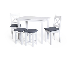 MOOD biały zestaw: stół 100x60 + 2 krzesła i 2 taborety