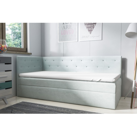 PRINCESS 3M łóżko tapicerowane narożne 80x200 z materacem i pojemnikiem