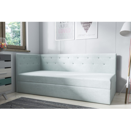 PRINCESS 3M łóżko tapicerowane narożne 120x200 z materacem i pojemnikiem