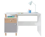 FARO FR9 biurko 125 biały-lux / dąb artisan / szary
