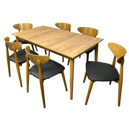 MODERN zestaw: stół rozkładany 80x150-190 MODERN M38 dąb jasny i krzesła MODERN M33 w tkaninie Elpaso 190