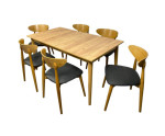 MODERN zestaw: stół rozkładany 80x150-190 MODERN M38 dąb jasny i krzesła MODERN M33 w tkaninie Elpaso 190