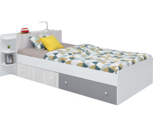 COMO 13 łóżko L/P 120x200 z szufladami - biały lux/ dąb wilton biały / szary