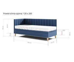 INTARO A9 pojedyncze łóżko 120x200 z osłoną boczną