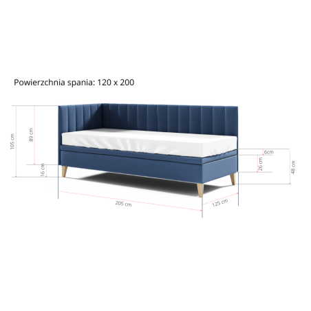 INTARO A9 pojedyncze łóżko 120x200 z osłoną boczną