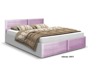 MONA łóżko białe 140x200 z panelem tapicerowanym stelaż, materac