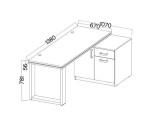 METZ 140 biurko narożne jasny szary/dąb artisan