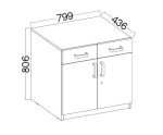 METZ 105 2D2s szafka biurowa 80 dąb artisan/jasny szary