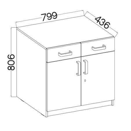 METZ 105 2D2s szafka biurowa 80 jasny szary/dąb artisan
