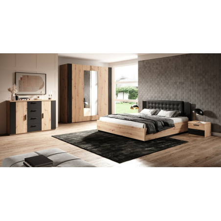 SIGMA 30 łóżko 140x200 z tapicerowanym zagłowiem artisan / czarny