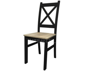 SKANDI krzesło czarne z drewnianym siedziskiem sonoma