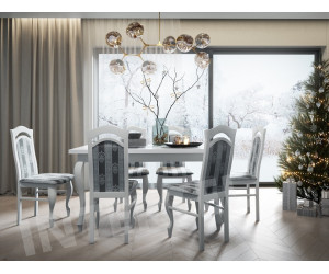 Zestaw: Biały stół rozkładany BRILLANT 2 80x150-190 i 6 krzeseł WIKTORIA