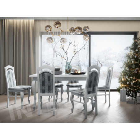Zestaw: Biały stół rozkładany BRILLANT 2 80x150-190 i 6 krzeseł WIKTORIA