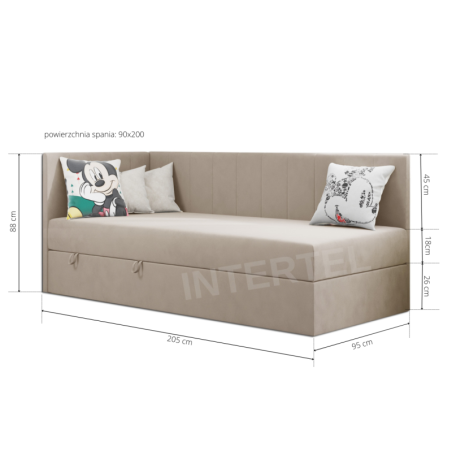 INTARO A27 łóżko tapicerowane 90x200 z materacem