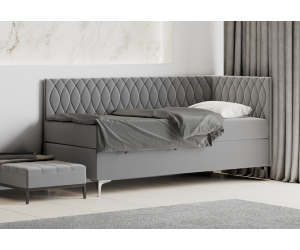 DIANA 2 M łóżko tapicerowane z materacem 90x200 z pojemnikiem, metalowe nóżki