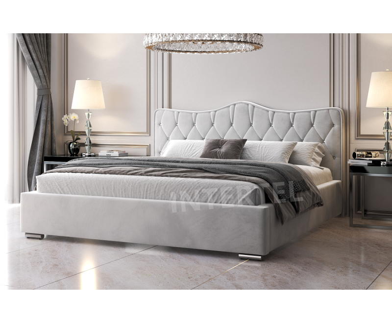 PRATO T7 łóżko tapicerowane 140x200 z pojemnikiem i kryształkami