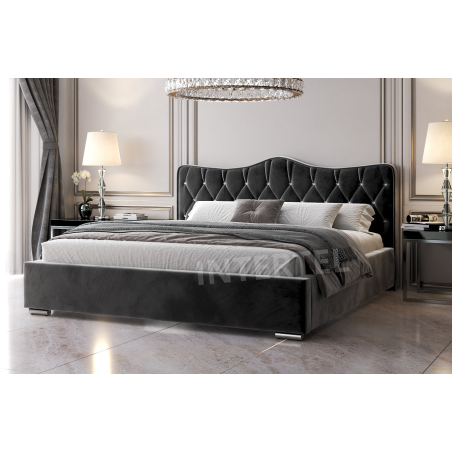 PRATO T7 łóżko tapicerowane 160x200 z pojemnikiem i kryształkami