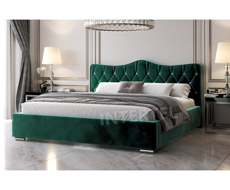 PRATO T7 łóżko tapicerowane 180x200 z pojemnikiem i kryształkami