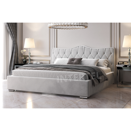 PRATO T7 łóżko tapicerowane 200x200 z pojemnikiem i kryształkami