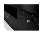 VEROLI 03 szafka RTV 150 z szufladą z szufladami w stylu loft, czarna / czarny marmur