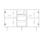 VEROLI 01 duża komoda 150, 2-drzwiowa z szufladami, biała/biały marmur