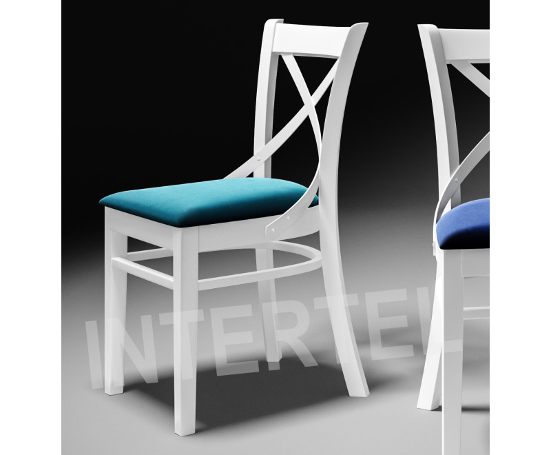 OD RĘKI !!! MODERN 1 białe krzesło, tkanina CASABLANCA 20522 turkus