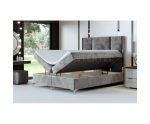 MEDIOLAN 1M łóżko glamour 200x200 pionowe panele tapicerowane z metalową listwą ozdobną
