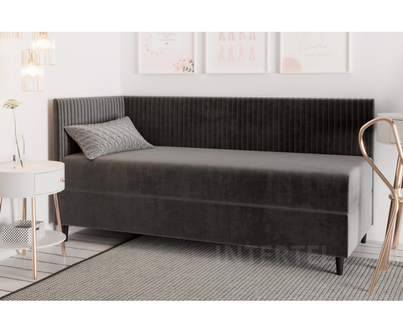 CARMEN 2M łóżko tapicerowane 120x200 z materacem, pionowe cienkie pasy