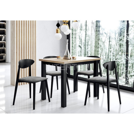 SZTOKHOLM stół 70x100 i czarne krzesła MODERN M33 nowoczesny zestaw 4-osobowy do jadalni