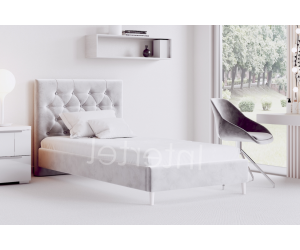 JASMINA pojedyncze łóżko tapicerowane 80x200 ze stelażem, zagłowie pikowane guzikami, hotelowe do sypialni