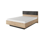 CAVE łóżko 160x200 z tapicerowanym zagłowiem, bez pojemnika, dąb artisan + antracyt