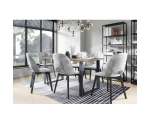 Zestaw stół prostokątny rozkładany MODERN M6 80x150-190 kraft złoty i 6 krzeseł tapicerowanych jasny szary MODERN M21