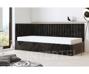 CARLOS SL 01 narożne, pojedyncze łóżko tapicerowane 90x200 ze stelażem, bez pojemnika