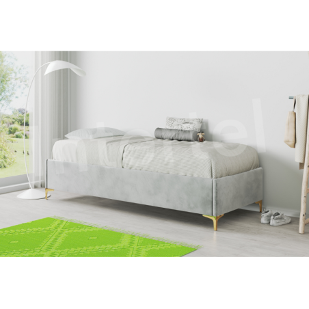 DIEGO SM 02 nowoczesne łóżko tapicerowane 100x200 z pojemnikiem, stelażem metalowy, metalowe nóżki