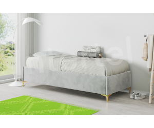 DIEGO SM 02 modne, pojedyncze łóżko tapicerowane 90x200 z pojemnikiem, stelażem metalowy, metalowe nóżki