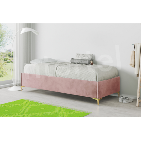 DIEGO SM 02 łóżko tapicerowane 120x200 z pojemnikiem, stelażem metalowy, metalowe nóżki