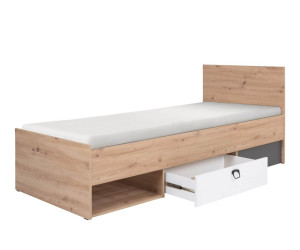 TOBI 11 łóżko młodzieżowe, dziecięce 90x200 cm z szufladą dąb artisan / grafit / biały