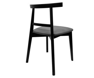 MODERN M44 czarne krzesło drewniane z tapicerowanym sierdziskiem w szarej tkaninie Bluvel 14