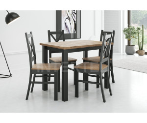 Zestaw 4 osobowy do jadalni: stół SZTOKHOLM 70 x 100 i drewniane krzesła SKANDI kraft złoty / czarny