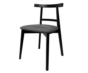 Od ręki !!! MODERN M44 czarne krzesło drewniane z tapicerowanym sierdziskiem w brązowej tkaninie LOTUS 5